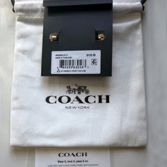 Coach Signature Pavé Rexy T-Rex Charm Huggie Earrings - Picture 5 of 10
